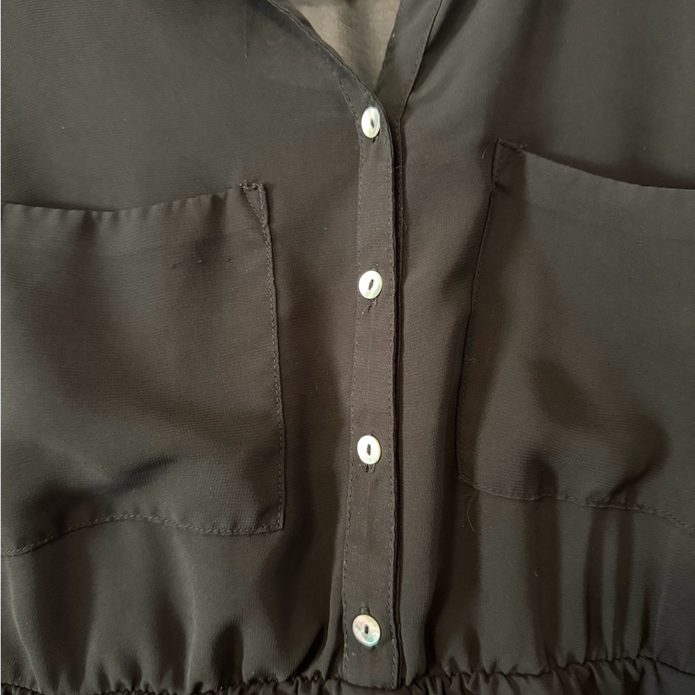 Freebird Black Button-Front Mini Dress - Picture 2 of 3